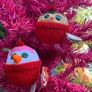 Ty Cupcake Baby Beanies Christmas Ornament Set